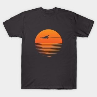 Sunset Cruise - Retro spaceship and sunset T-Shirt